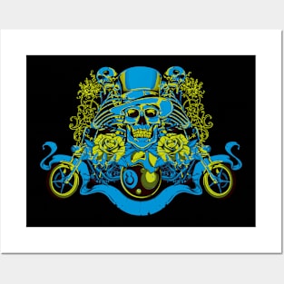 Skull biker gang Posters and Art